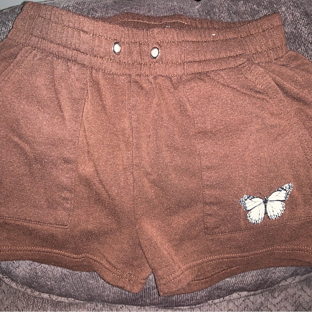 Rue21 Brown Athletic Shorts with Elastic Waistband and Drawstring